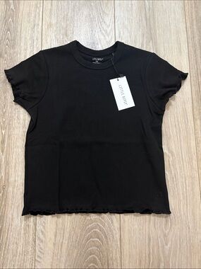 Little Bipsy Ribbed Lettuce Trim Tee